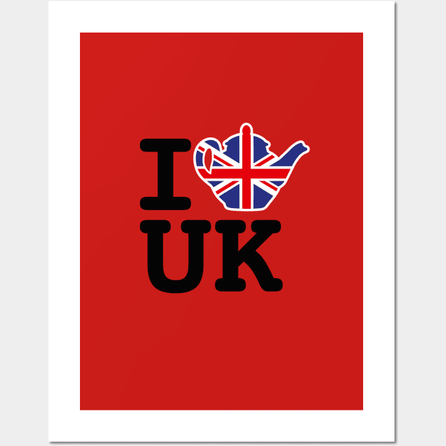 I love UK Union Jack Flag Great Britain British teapot tea Wall Art by LaundryFactory